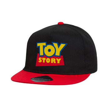 Woody cowboy, Children's Flat Snapback Hat, Black/Red (100% COTTON, CHILDREN'S, UNISEX, ONE SIZE)