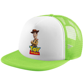 Woody cowboy, Καπέλο παιδικό Soft Trucker με Δίχτυ Πράσινο/Λευκό