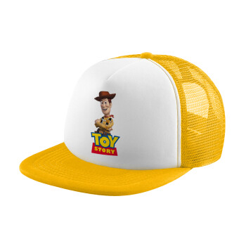 Woody cowboy, Καπέλο Ενηλίκων Soft Trucker με Δίχτυ Κίτρινο/White (POLYESTER, ΕΝΗΛΙΚΩΝ, UNISEX, ONE SIZE)