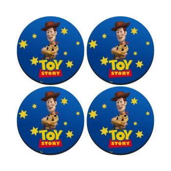 Woody cowboy, ΣΕΤ 4 Σουβέρ ξύλινα στρογγυλά (9cm)