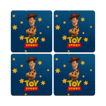 Woody cowboy, ΣΕΤ x4 Σουβέρ ξύλινα τετράγωνα plywood (9cm)