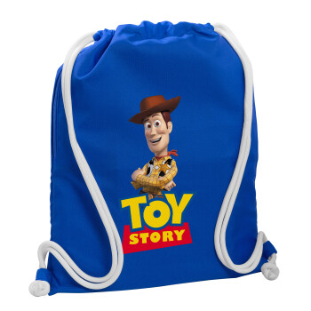 Woody cowboy, Τσάντα πλάτης πουγκί GYMBAG Μπλε, με τσέπη (40x48cm) & χονδρά κορδόνια