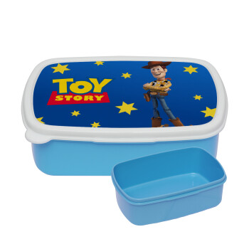 Woody cowboy, ΜΠΛΕ παιδικό δοχείο φαγητού (lunchbox) πλαστικό (BPA-FREE) Lunch Βox M18 x Π13 x Υ6cm
