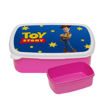 Woody cowboy, ΡΟΖ παιδικό δοχείο φαγητού (lunchbox) πλαστικό (BPA-FREE) Lunch Βox M18 x Π13 x Υ6cm