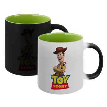 Woody cowboy, Κούπα Μαγική εσωτερικό πράσινο, κεραμική 330ml που αλλάζει χρώμα με το ζεστό ρόφημα