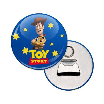 Woody cowboy, Μαγνητάκι και ανοιχτήρι μπύρας στρογγυλό διάστασης 5,9cm