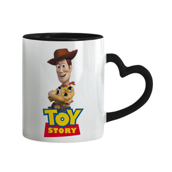 Woody cowboy, Κούπα καρδιά χερούλι μαύρη, κεραμική, 330ml