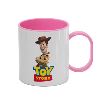 Woody cowboy, Κούπα (πλαστική) (BPA-FREE) Polymer Ροζ για παιδιά, 330ml