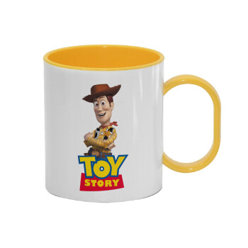 Woody cowboy, Κούπα (πλαστική) (BPA-FREE) Polymer Κίτρινη για παιδιά, 330ml