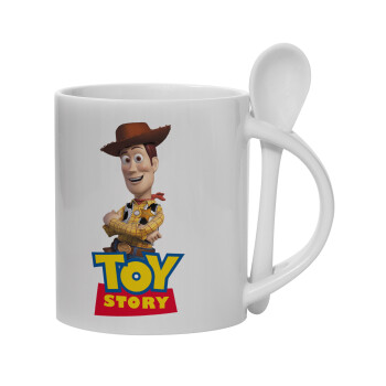 Woody cowboy, Ceramic coffee mug with Spoon, 330ml (1pcs)