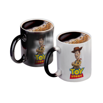 Woody cowboy, Color changing magic Mug, ceramic, 330ml when adding hot liquid inside, the black colour desappears (1 pcs)