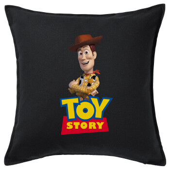 Woody cowboy, Sofa cushion black 50x50cm includes filling