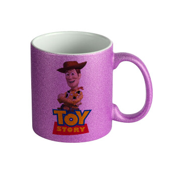 Woody cowboy, Κούπα Μωβ Glitter που γυαλίζει, κεραμική, 330ml