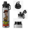 Metallic water bottle with safety cap, 850ml aluminum