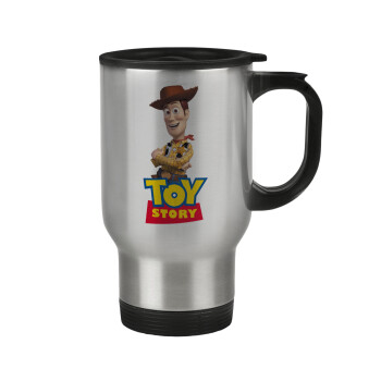 Woody cowboy, Stainless steel travel mug with lid, double wall 450ml