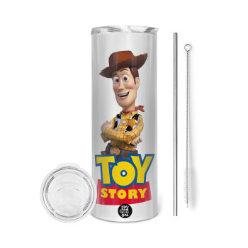 Woody cowboy, Eco friendly stainless steel tumbler 600ml, with metal straw & cleaning brush
