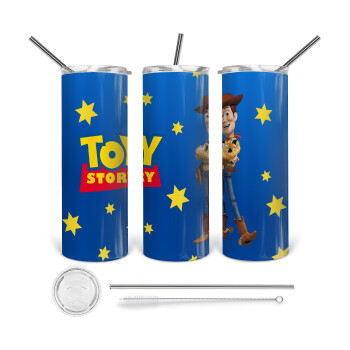 Woody cowboy, 360 Eco friendly stainless steel tumbler 600ml, with metal straw & cleaning brush