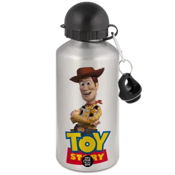 Woody cowboy, Μεταλλικό παγούρι νερού, Ασημένιο, αλουμινίου 500ml