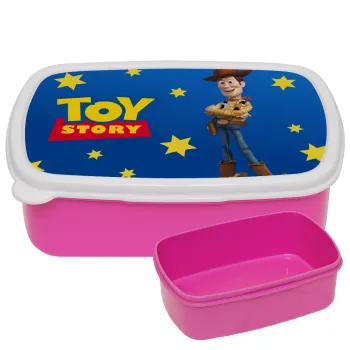 Woody cowboy, ΡΟΖ παιδικό δοχείο φαγητού (lunchbox) πλαστικό (BPA-FREE) Lunch Βox M18 x Π13 x Υ6cm