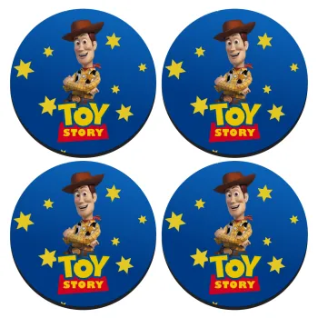 Woody cowboy, ΣΕΤ 4 Σουβέρ ξύλινα στρογγυλά (9cm)