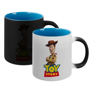 Woody cowboy, Κούπα Μαγική εσωτερικό μπλε, κεραμική 330ml που αλλάζει χρώμα με το ζεστό ρόφημα