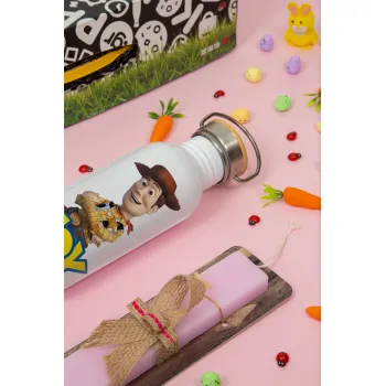 Woody cowboy, Πασχαλινή Λαμπάδα με παγούρι μεταλλικό (620ml, stainless steel) & κερί αρωματικό πλακέ (30cm) (ΡΟΖ)