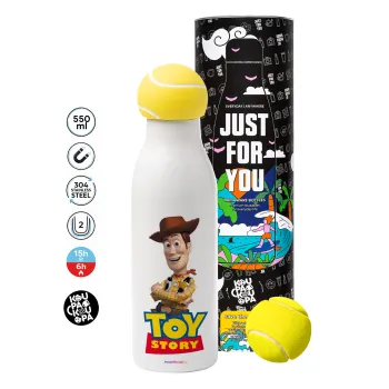 Woody cowboy, Μπάλα τένις μεταλλικό παγούρι θερμός, διπλού τοιχώματος, 550ml