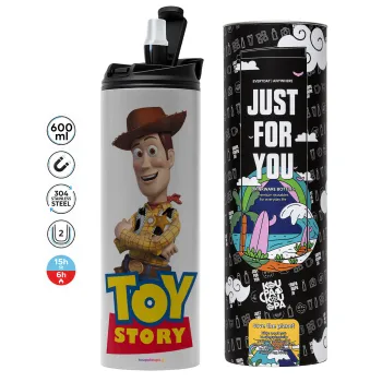 Woody cowboy, Tumbler ποτήρι θερμό ΓΚΡΙ από ανοξείδωτο ατσάλι 600ml