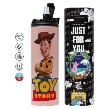 Woody cowboy, Tumbler ποτήρι θερμό ΡΟΖ από ανοξείδωτο ατσάλι 600ml
