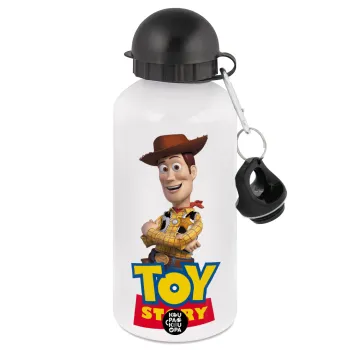 Woody cowboy, Metal water bottle, White, aluminum 500ml