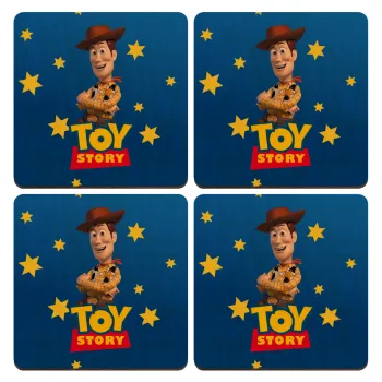 Woody cowboy, ΣΕΤ x4 Σουβέρ ξύλινα τετράγωνα plywood (9cm)