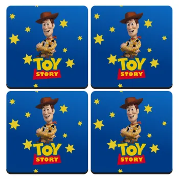 Woody cowboy, ΣΕΤ 4 Σουβέρ ξύλινα τετράγωνα (9cm)