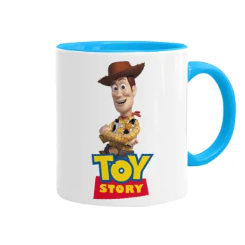 Woody cowboy, Κούπα χρωματιστή γαλάζια, κεραμική, 330ml