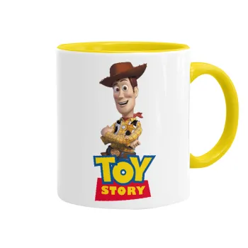 Woody cowboy, Κούπα χρωματιστή κίτρινη, κεραμική, 330ml