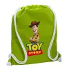 Τσάντα πλάτης πουγκί GYMBAG LIME GREEN, με τσέπη (40x48cm) & χονδρά κορδόνια