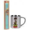 Easter Set, metallic thermal cup (300ml) & aromatic flat Easter candle (30cm) (TURQUOISE)