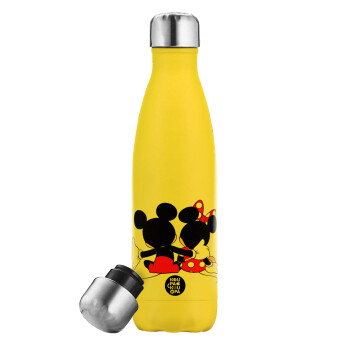 mickey and minnie hags, Yellow Stainless Steel Metallic Thermos, double-walled, 500ml