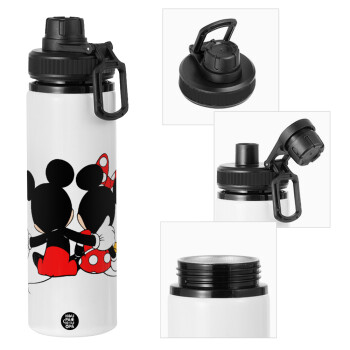 mickey and minnie hags, Metal water bottle with safety cap, aluminum 850ml