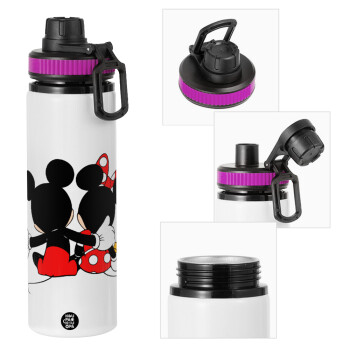 mickey and minnie hags, Μεταλλικό παγούρι νερού με καπάκι ασφαλείας, αλουμινίου 850ml