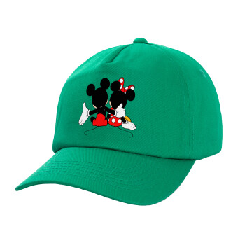 mickey and minnie hags, Children's Baseball Cap, 100% Cotton Twill, Green (COTTON, CHILDREN'S, UNISEX, ONE SIZE)