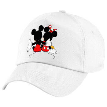 mickey and minnie hags, Καπέλο παιδικό Baseball, 100% Βαμβακερό Twill, Λευκό (ΒΑΜΒΑΚΕΡΟ, ΠΑΙΔΙΚΟ, UNISEX, ONE SIZE)