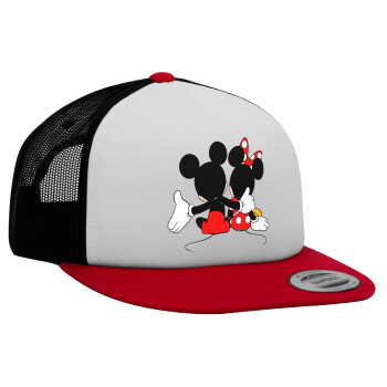 mickey and minnie hags, Καπέλο Ενηλίκων Foam Flat Snapback με Δίχτυ Κόκκινο-Λευκό-Μαύρο (POLYESTER, ΕΝΗΛΙΚΩΝ, UNISEX, ONE SIZE)