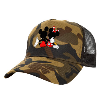 mickey and minnie hags, Καπέλο Structured Trucker, (παραλλαγή) Army