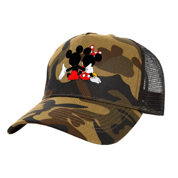 mickey and minnie hags, Καπέλο Ενηλίκων Structured Trucker, με Δίχτυ, (παραλλαγή) Army (100% ΒΑΜΒΑΚΕΡΟ, ΕΝΗΛΙΚΩΝ, UNISEX, ONE SIZE)