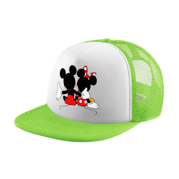 mickey and minnie hags, Child's Soft Trucker Hat with Green/White Mesh (POLYESTER, CHILDREN'S, ONE SIZE)
