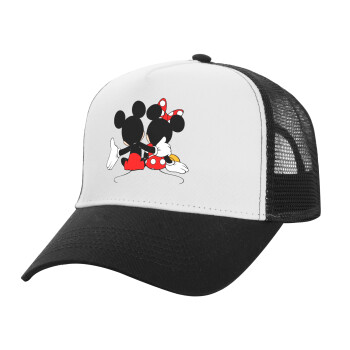 mickey and minnie hags, Καπέλο Ενηλίκων Structured Trucker, με Δίχτυ, ΛΕΥΚΟ/ΜΑΥΡΟ (100% ΒΑΜΒΑΚΕΡΟ, ΕΝΗΛΙΚΩΝ, UNISEX, ONE SIZE)