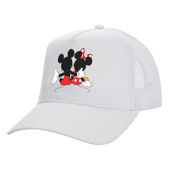 mickey and minnie hags, Καπέλο Structured Trucker, ΛΕΥΚΟ