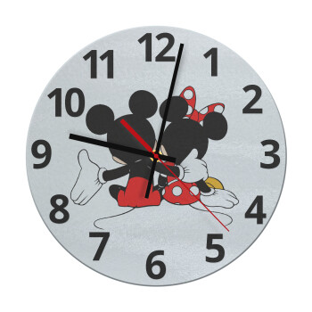 mickey and minnie hags, Ρολόι τοίχου γυάλινο (30cm)