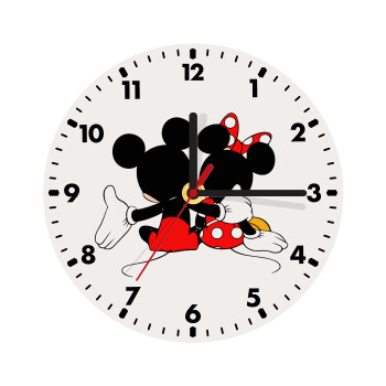 mickey and minnie hags, Wooden wall clock (20cm)