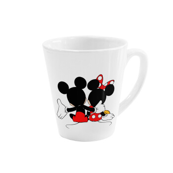 mickey and minnie hags, Κούπα κωνική Latte Λευκή, κεραμική, 300ml